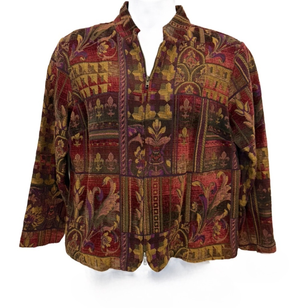 Coldwater Creek Fleur Des Lis Vintage Tapestry Jacket. PXL